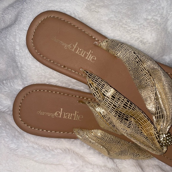 Charming Charlie Gold Sandals - Picture 5 of 6